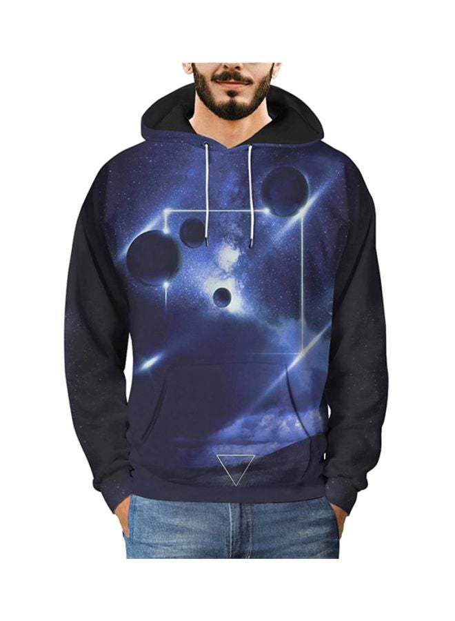 Long Sleeves Hooded Sweater Black/Blue/White  - Image 1