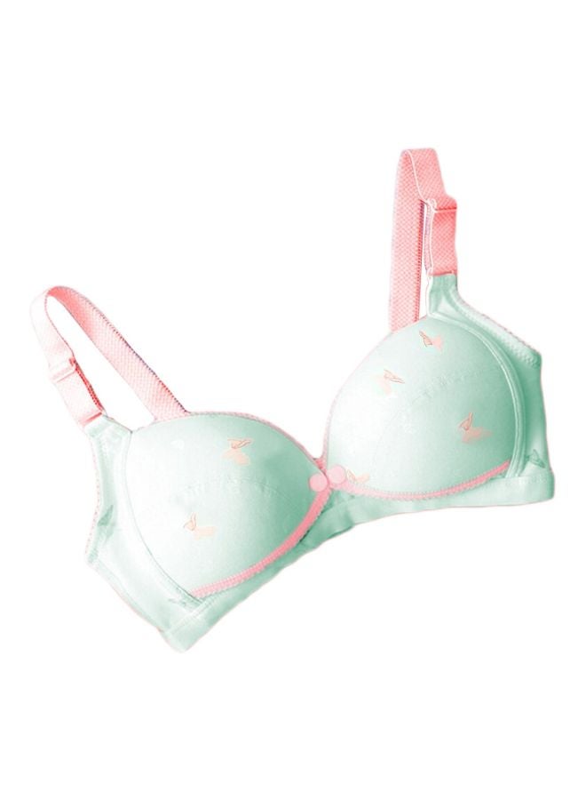 Cotton Blended Nursing Bra Green/Pink - Image 1