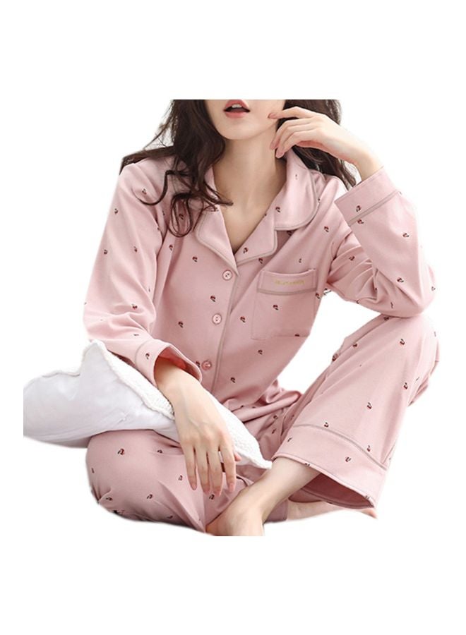 Generic - 2-Piece Printed Maternity Pyjama Set Pink - Image 1