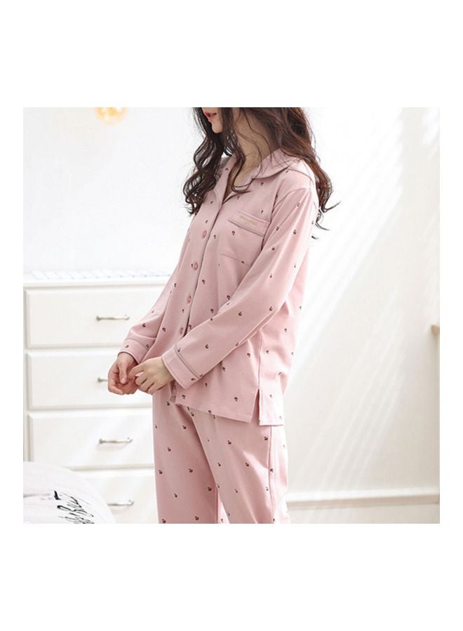Generic - 2-Piece Printed Maternity Pyjama Set Pink - Image 1