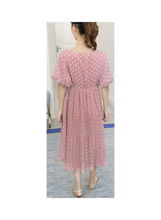 Bell Sleeves Maternity Dress Pink/White  - Image 2