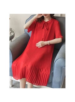 Generic Short Sleeves Maternity Dress Red  - Image 2