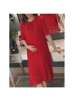 Generic Short Sleeves Maternity Dress Red  - Image 4