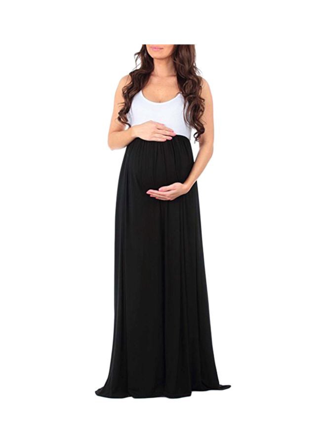 Round Neck Maxi Dress Black/White  - Image 1