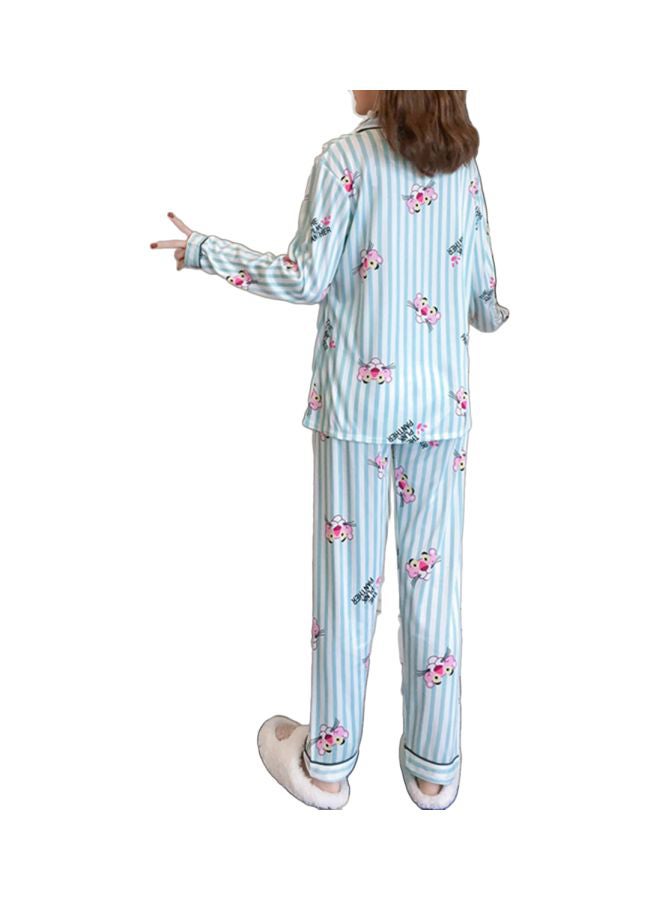 2-Piece Printed Maternity Pajama Set Blue/Pink/White  - Image 2