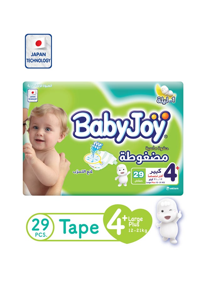 Compressed Diamond Pad, Size 4+ Large , 12 to 21 kg, Value Box, 29x4 Diapers