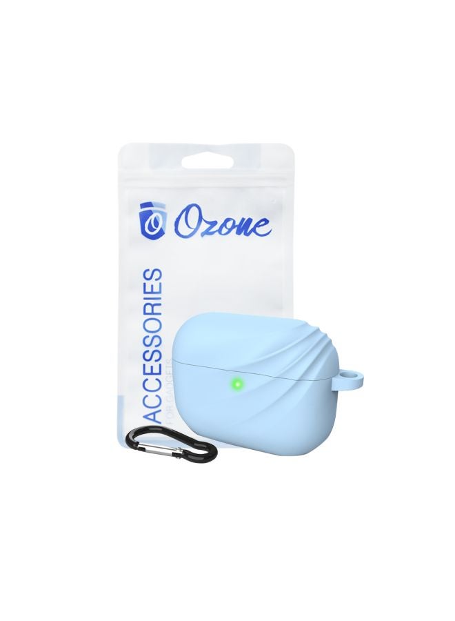 أوزون غطاء حماية مع سلسلة مفاتيح مُزود بخطاف مُخصص لسماعات أبل آيربودز برو أزرق - Image 2