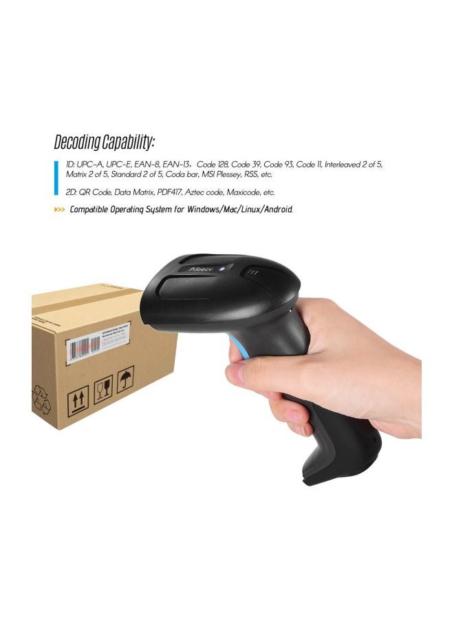 Aibecy - 2-In-1 USB Wired Barcode Scanner Black - Image 1