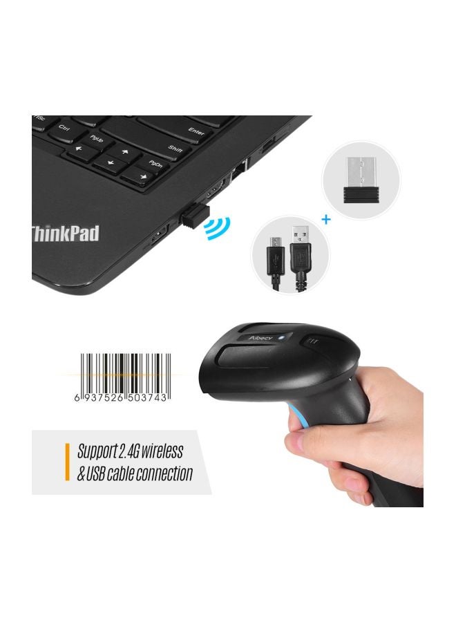 Aibecy - 2-In-1 USB Wired Barcode Scanner Black - Image 1