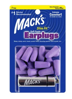 Mack's Pair Of 7 Slim Fit Soft Foam Earplugs with travel case 