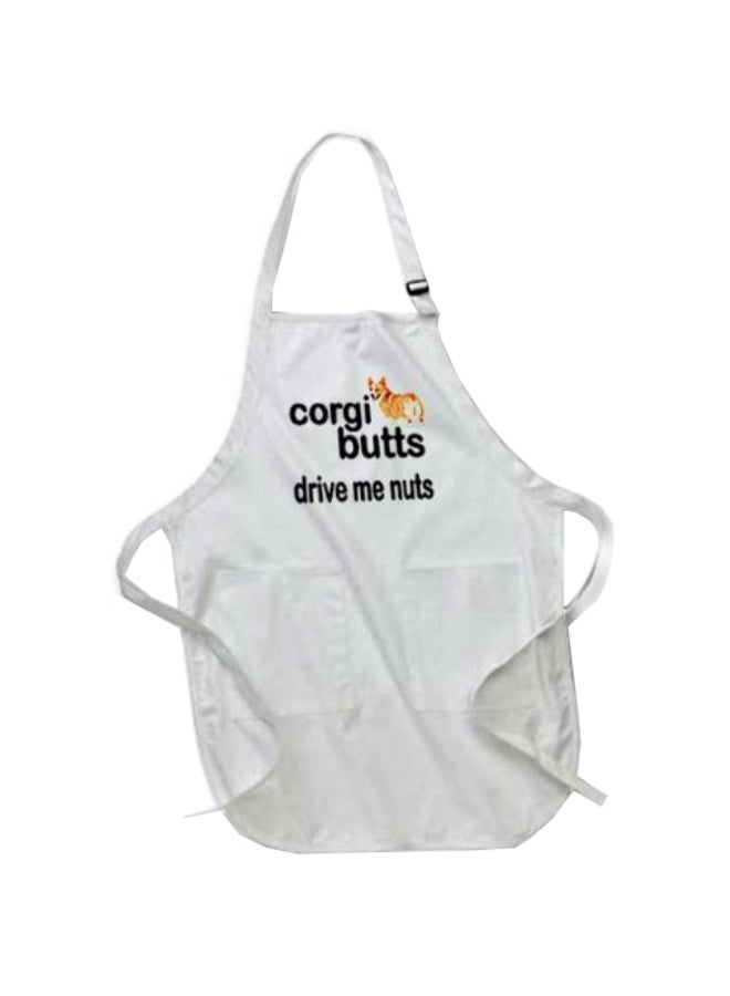 Corgi Butts Drive Me Nuts Printed Apron With Pockets White 22 x 24inch