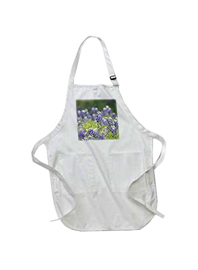 Texas Bluebonnets Printed Apron With Pockets White 22 x 24inch