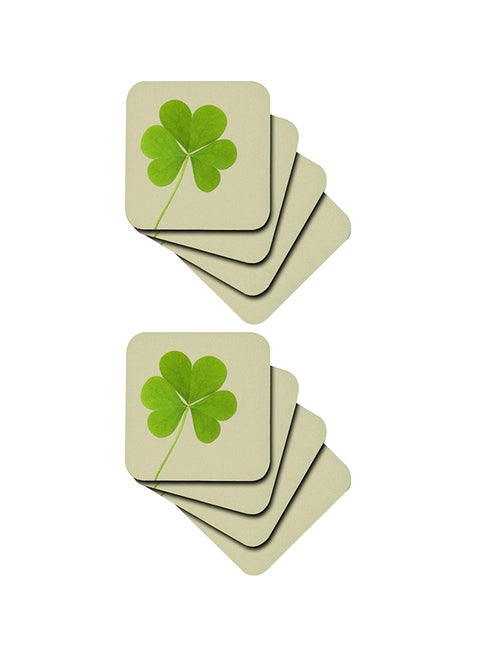 Pack Of 8 Clover Irish Art St. Patricks Day Soft Coaster Green/White 3.5 x 3.5 x 0.2inch