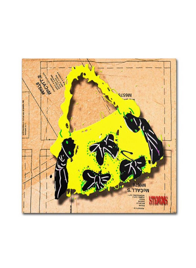 Trademark Fine Art Bow Purse Black On Yellow Wall Art Yellow/Black 18 x 18inch  - Image 1
