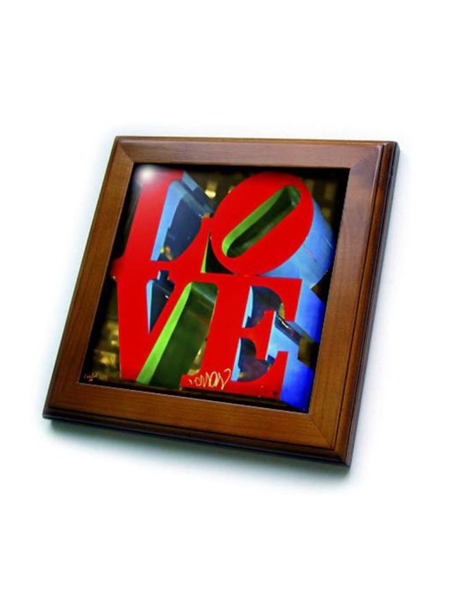 3Dروز - لوحة فنية بإطار فيلادلفيا بتصميم منحوت بعبارة "Love" متعدد الألوان 8 x 8بوصة - Image 1