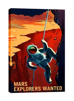 Epic Graffiti Mars Series Explorers Wanted Giclee Canvas Wall Art Blue/Red 12 x 18inch  - Image 1