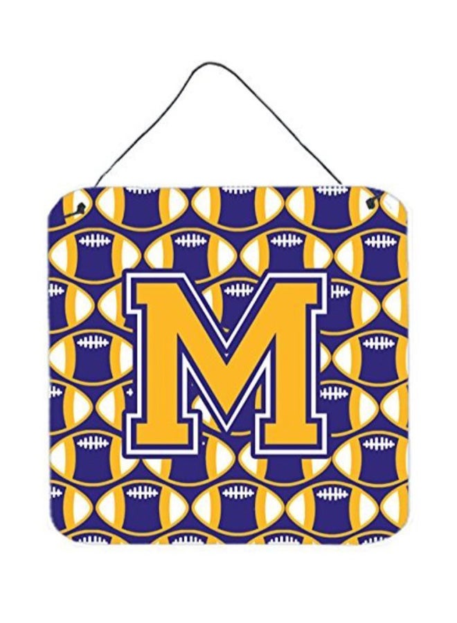 Letter M Printed Wall/Door Hanging Purple/Gold 6 x 6inch