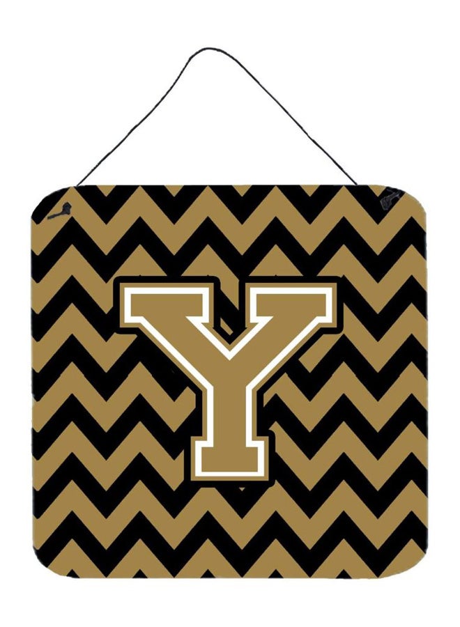 Letter Y Printed Wall/Door Hanging Black/Gold 6 x 6inch