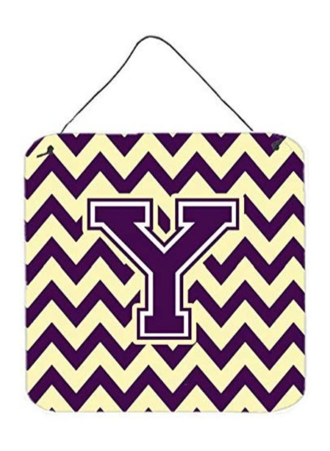 Letter Y Printed Wall/Door Hanging Purple/Gold 6 x 6inch