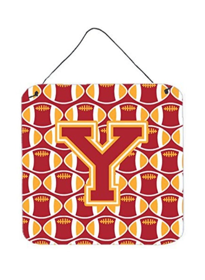 Letter Y Printed Wall/Door Hanging Cardinal/Gold 6 x 6inch