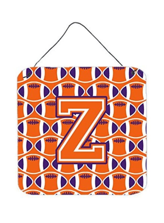 Letter Z Printed Wall/Door Hanging Orange/White/Regalia 6 x 6inch