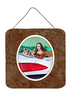 Mona Lisa With Corgi Printed Wall/Door Hanging Multicolor 6 x 6inch