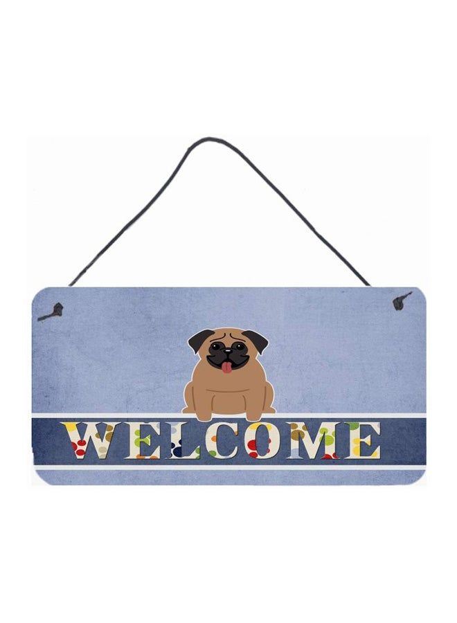 iCanvasART Pug Dog Printed Wall/Door Hanging Blue 8 x 12inch 