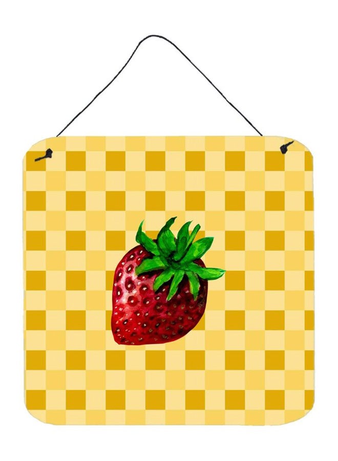 Strawberry Printed Wall/Door Hanging Multicolor 6 x 6inch