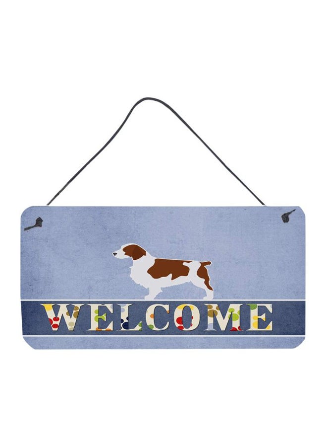 Welsh Springer Spaniel Dog Printed Wall/Door Hanging Blue 8 x 12inch