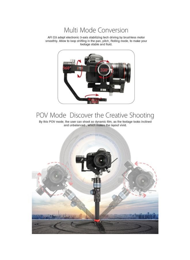PhoeniX D3 3-Axis Handheld Bluetooth Gimbal Stabilizer Black