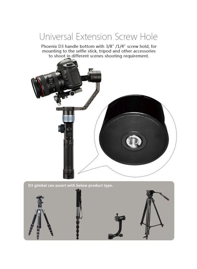 PhoeniX D3 3-Axis Handheld Bluetooth Gimbal Stabilizer Black