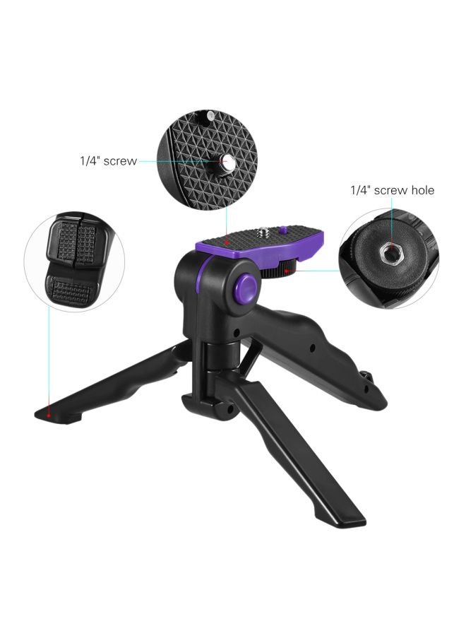 Universal Phone Tripod Stand With Adjustable Smartphone Clip Holder Bracket Black/Purple - Image 5