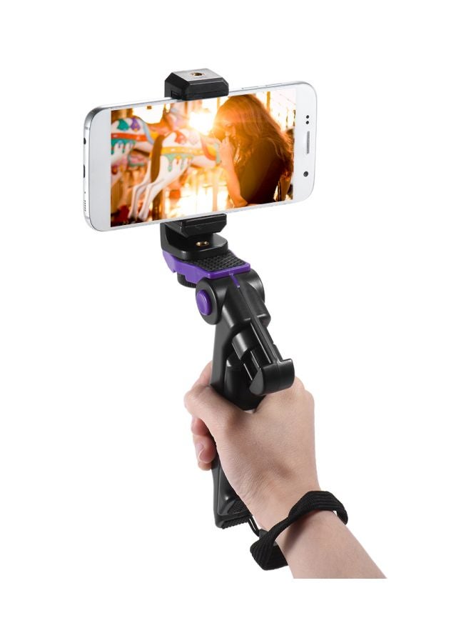 Universal Phone Tripod Stand With Adjustable Smartphone Clip Holder Bracket Black/Purple - Image 3