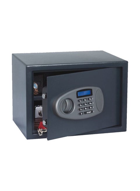Electronic Digital Battery Operated Safe Deposit Box With Digital Pin Keypad And Manual Override Keys Grey 25x35x25cm