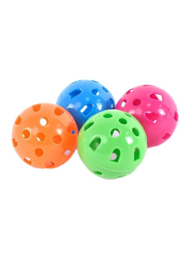 مجموعة كرات مزوَّدة بجرس وبتصميم مفرّغ من 4 قطع أخضر/وردي/أزرق 4.5سم - Image 1