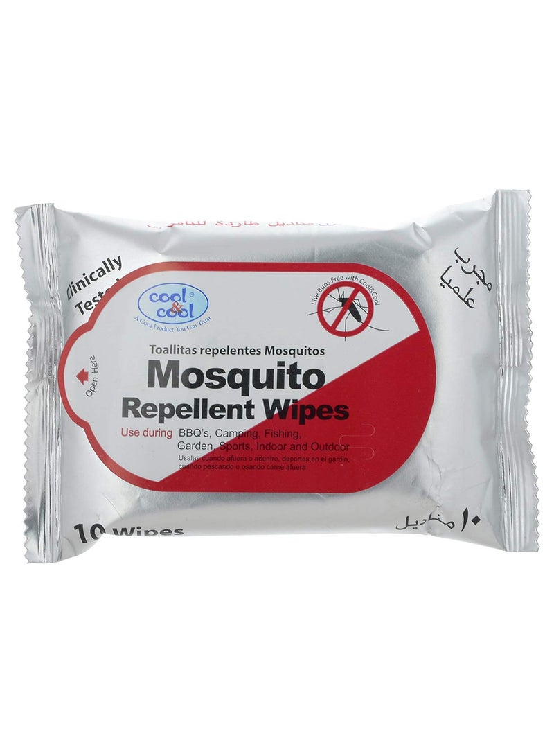كول اند كول عبوة مناديل طاردة للبعوض بها 10 قطع فضي