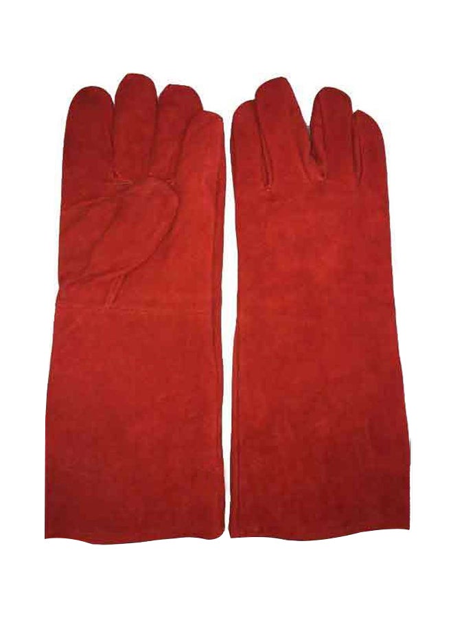 Leather Working Gloves Red 30x14centimeter Red 30x14cm