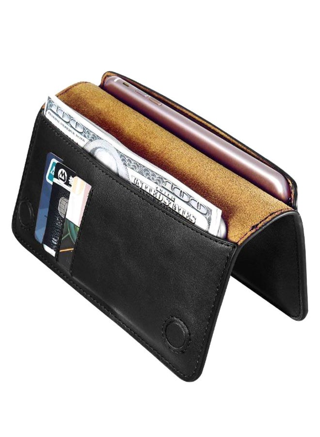 FLOVEME Magnetic Wallet Case Cover For Smartphones Black - Image 3