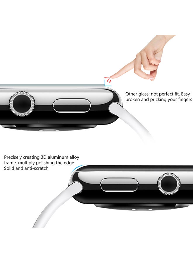 Link Dream Tempered Glass Screen Protector Cover For Apple Watch iWatch Series 3 Black - Image 3