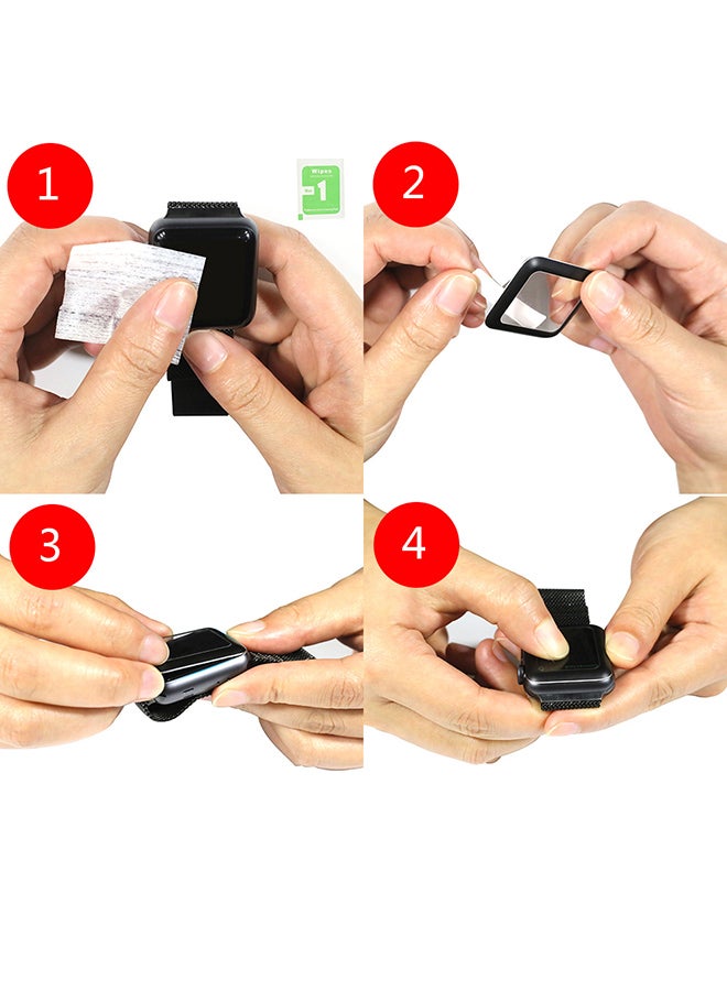 Link Dream Tempered Glass Screen Protector Cover For Apple Watch iWatch Series 3 Black - Image 5