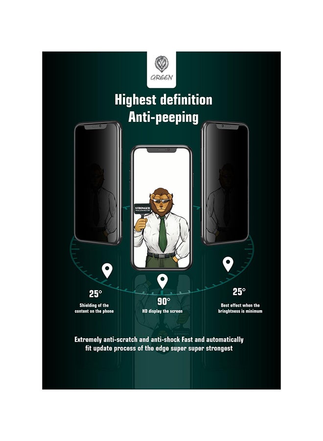 Green 3D Privacy Glass Screen Protector For iPhone 11 Pro Black - Image 4