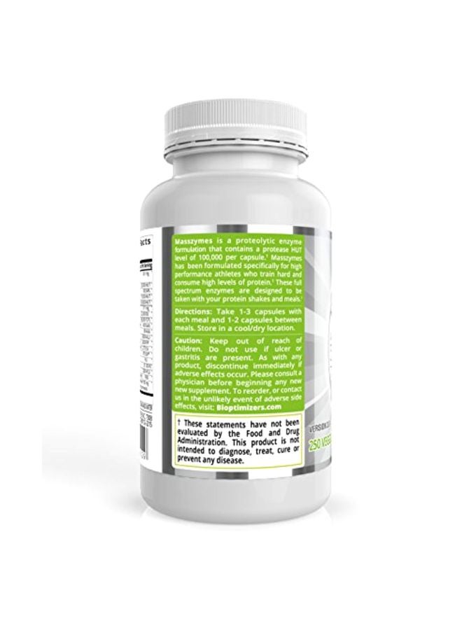 BiOptimizers - MassZymes Advanced Enzyme Formula Dietary Supplement - 250 Capsules - Image 1
