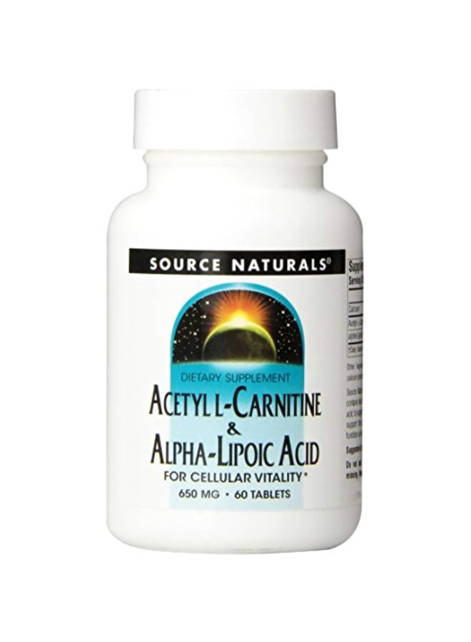 Source Naturals Acetyl L-Carnitine And Alpha-Lipoic Acid 650 mg - 60 Tablets - Image 1