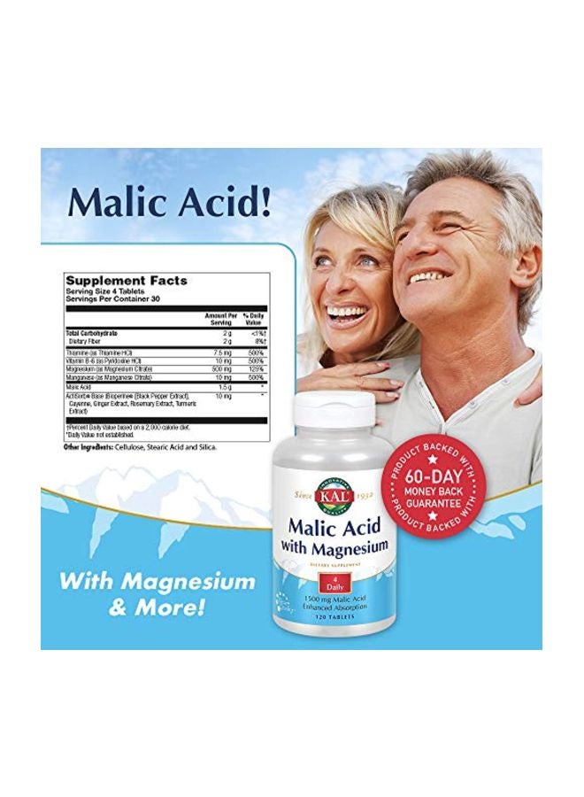 KAL Mallic Acid With Magnesium Dietary Supplement - 120 Tablets - Image 2