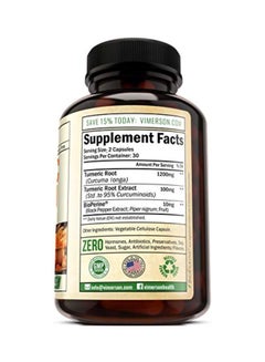 Vimerson Health Turmeric Curcumin With BioPerine Dietary Supplement - 60 Capsules  - Image 2