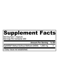 jarrow formulas MSM ( Methyl-Sulfonyl-Methane ) Dietary Supplement 1000mg - 200 Veggie Capsules  - Image 2