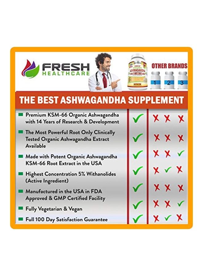 فريش هيلث كير مكمل غذائي أشواغاندا ألتيمت ستريس سابورت 1200 مج - Image 4
