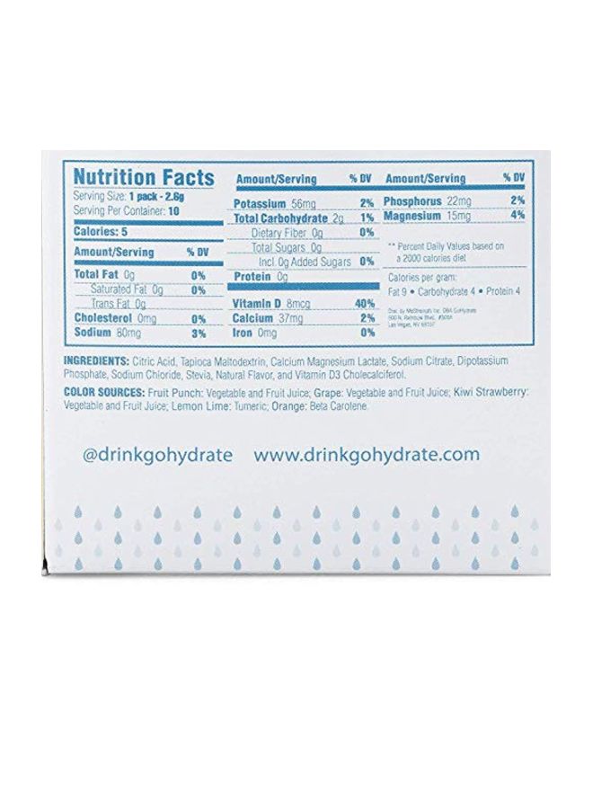 GoHydrate - 10-Piece Electrolyte Hydration Drink Mix Stick - Image 1