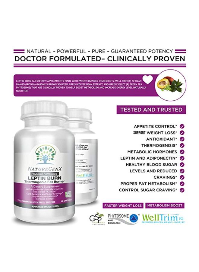 NatureGenX - Leptin Burn Dietary Supplement - 60 Capsules - Image 1