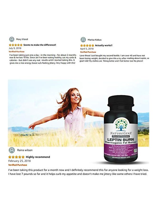 NatureGenX - Leptin Burn Dietary Supplement - 60 Capsules - Image 1